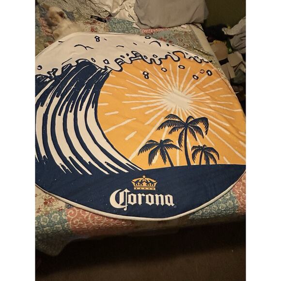 Corona Beer Beach Towel Tapestry Wall Hanging Man Cave Pool 59" Round - Picture 1 of 5